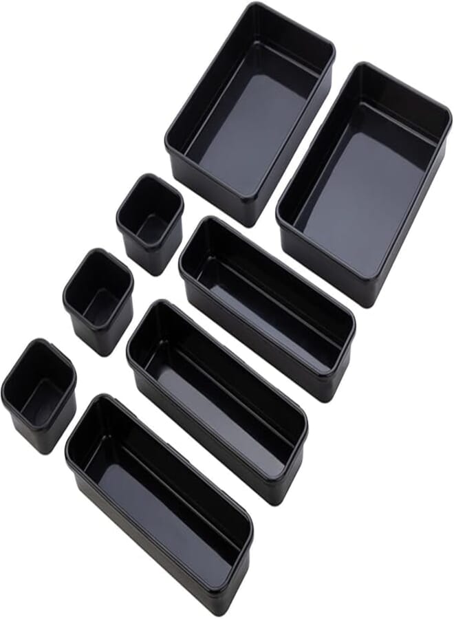 Desk Drawer Organizer Bathroom Drawer Tray Dividers Versatile Storage Bins Plastic Vanity Trays Organizers Divider Container for Dresser Makeup Kitchen Utensil Office 8 pcs